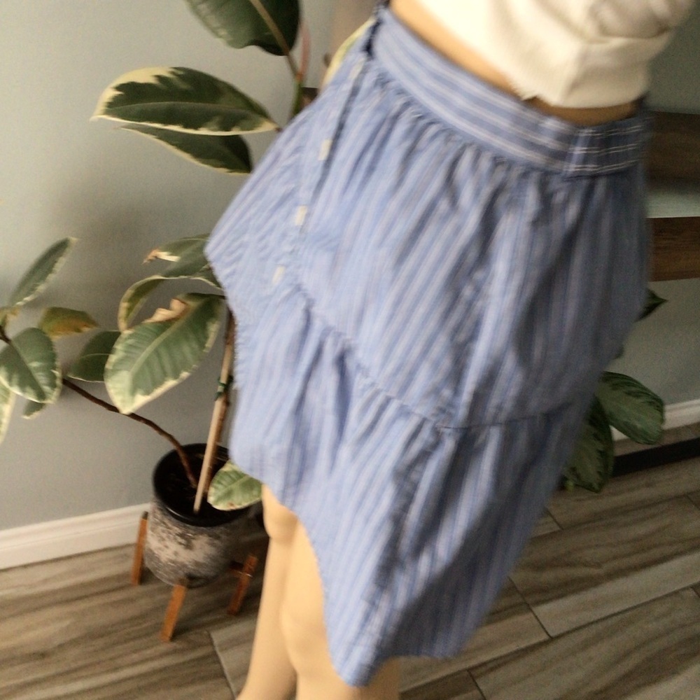 Madewell Women’s Bistro Tiered Blue And White Mini Skirt - Picture 7 of 10